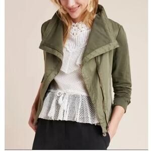 Thread & Supply Jacket Women's Medium Army Green Cotton Twill Faravel Moto